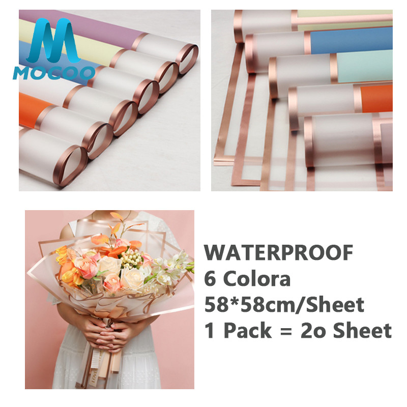 

Transparent Double Frame List Wrapping Paper Flower Kertas Kado Gift Waterproof Paper Bouquet