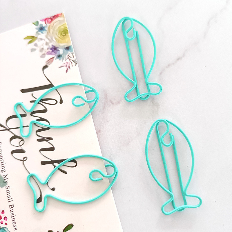 

Teal Color Fish Paper Clip Creative Cute Paper Clips Decorative Animal Paperclip Sea Fish Shaped Paperclips Paperpins Metal