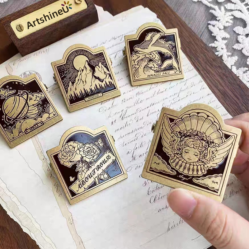 

Vintage Brass Clip Watercolor Book Memo Notebook Decoration Cute Clamp Stationary Reciepts Binder Clip Multiple Specifications