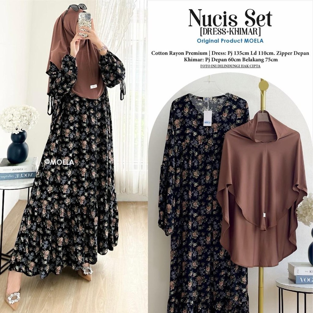 Khimar set bahan Rayon Katun Premium Ori by Moela