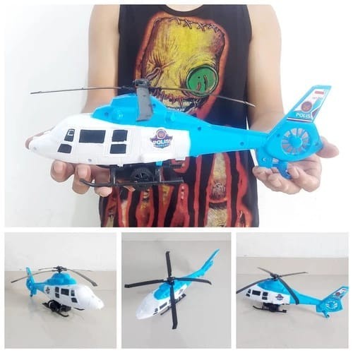 Mainan Helikopter Polisi Edukasi - Miniatur Helicopter Pesawat Police - police