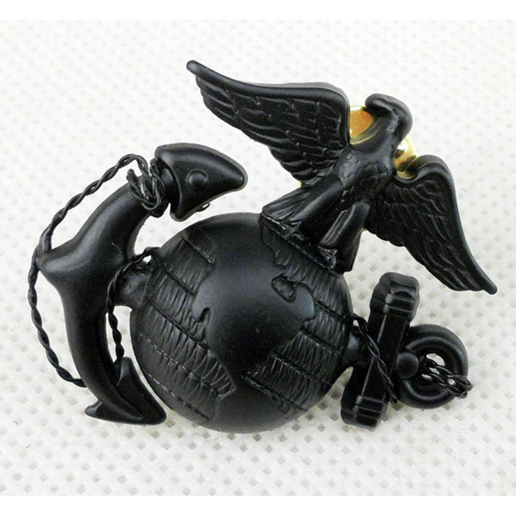tomwang2012. WWII US NAVY MARINE CORPS OFFICER EGA BARRACKS METAL HAT BADGE BLACK