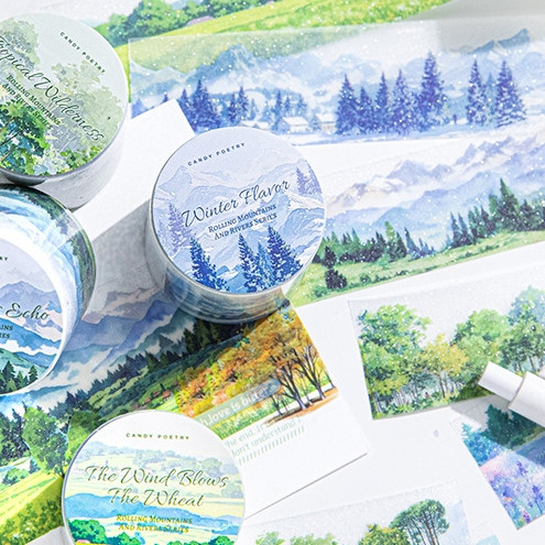 

[Gongjin] 1 Roll 2m Washi Sticker Roll Rolling Mountain RMR Stiker Pemandangan Alam Scenery Hutan