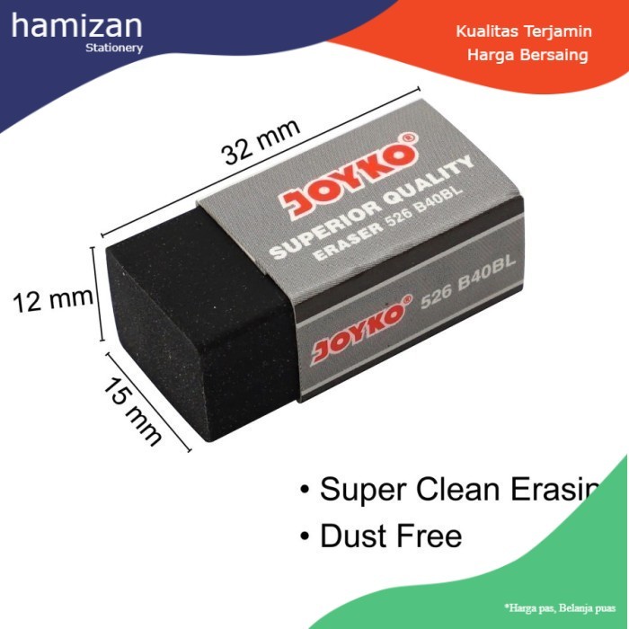 

Joyko Eraser 526 B40BL Black / Penghapus Hitam Murah Berkualitas