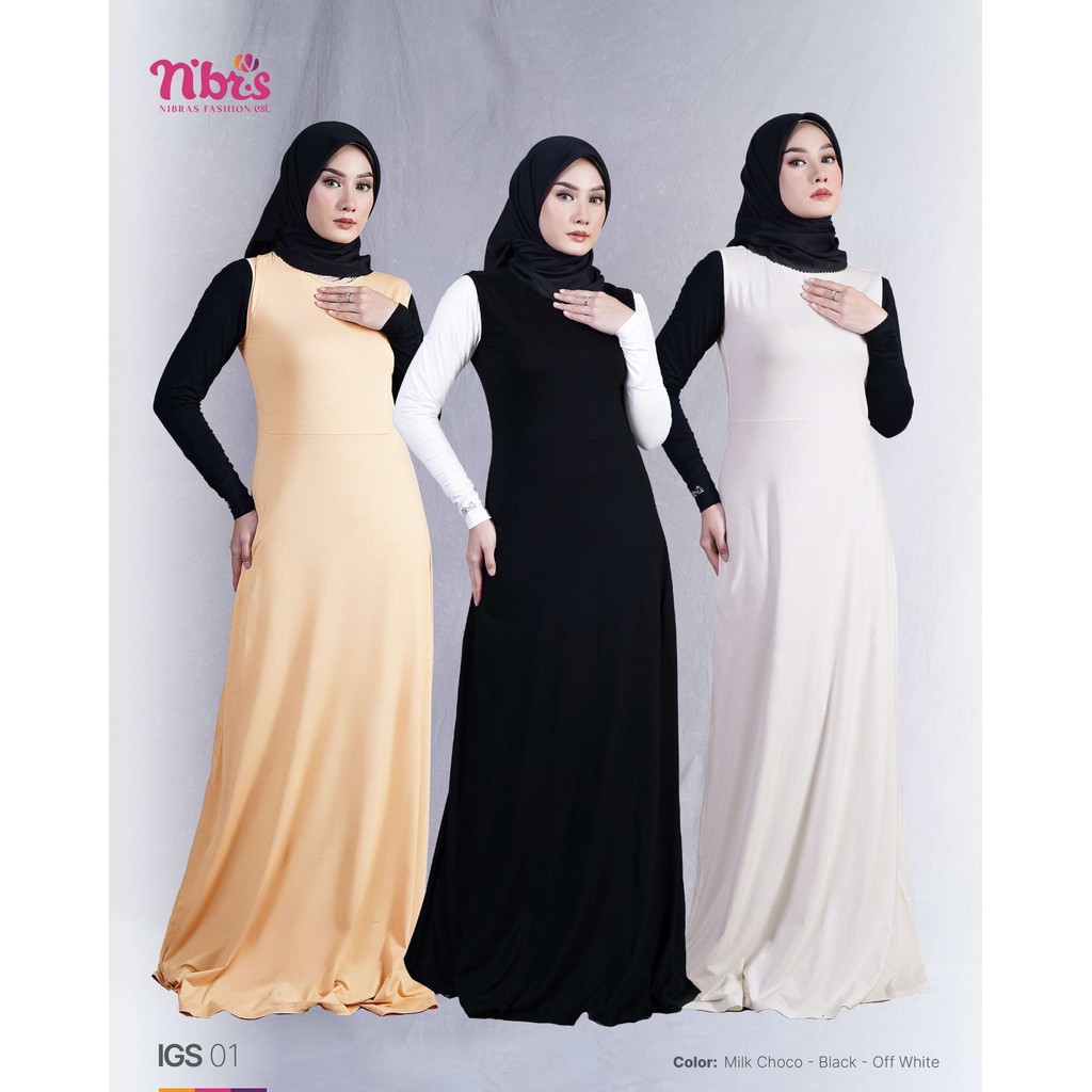 Inner Gamis IGS 01 / Dalaman Gamis Tanpa Lengan Bahan Viscose Spandex - Original Nibras