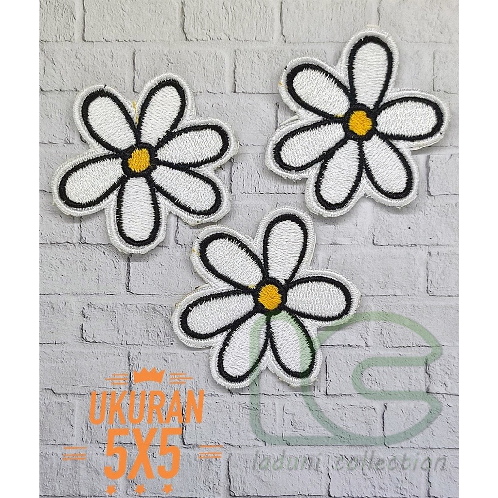 PATCH BORDIR BUNGA PUTIH / PATCH BORDIR TEMPEL BUNGA PUTIH