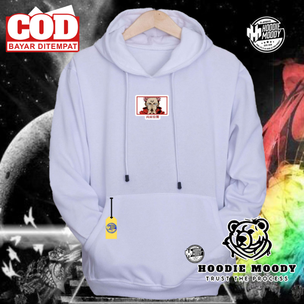 hoodie moody Sweater pria hoodie anime jjk sukuna jujutsu kaisen aesthetic merah burgundy distro kat