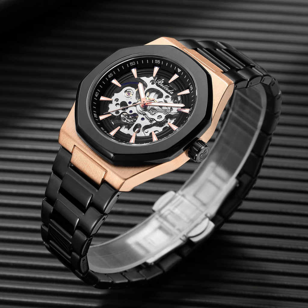 [ Special Live ] Jam Tangan Pria Automatic Belleda 9628 Rantai Anti Air Original Man Watch