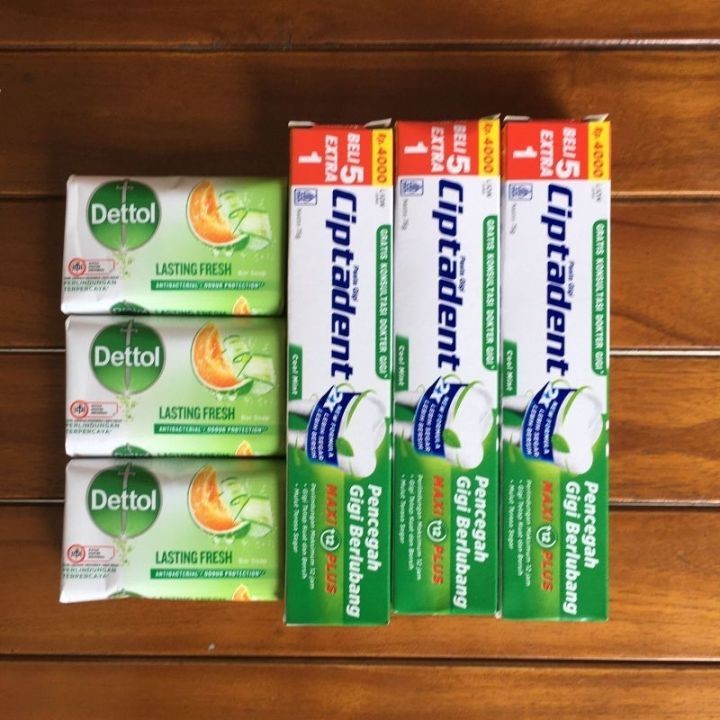PAKET HEMAT SABUN MANDI DETTOL 3 PCS + ODOL CIPADENT 3 PCS
