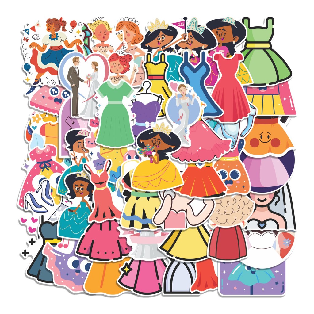 

COD 50 Pcs Stiker Dress Lucu Anti Air Untuk Dekorasi Notebook Sepeda Skateboard Handphone