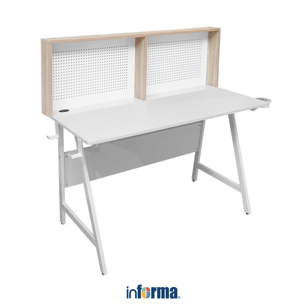 Informa Jaime Meja Belajar Anak Dengan Partisi - Putih/Oak Kids Study Table Perlengkapan Furniture B