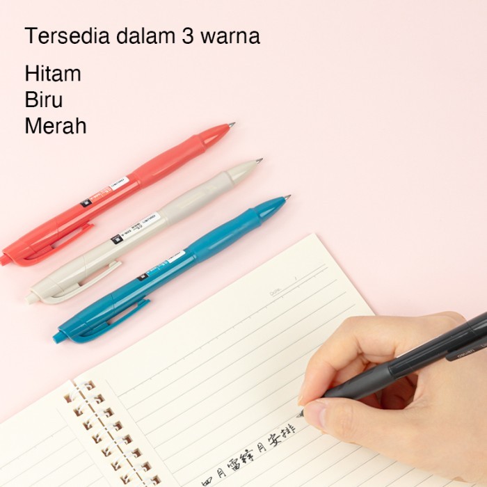 

Deli Gel Pen Pulpen Gel Cetek 0.5 mm Tinta Hitam Biru Merah 12 PCS S08 - Hitam