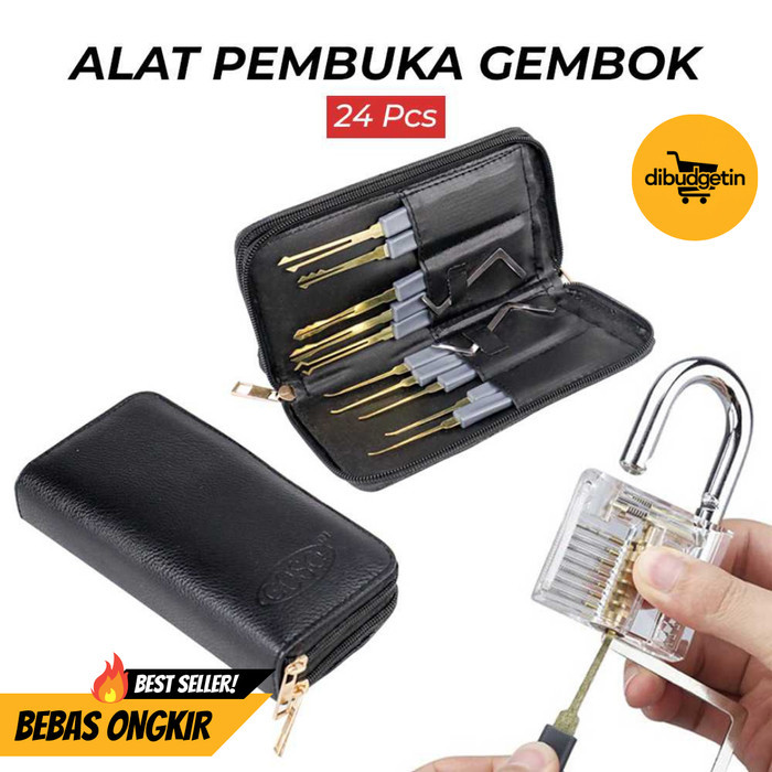 Set Alat Pembuka Gembok Kunci Pintu Lock Pick Locksmith 24 PCS - Goso 038