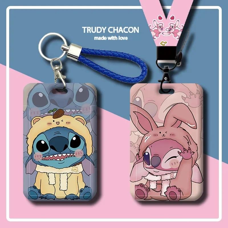 

Anti loss cute animePotdemiel Angel Stitch cartoon card case slide cover durable embossed card case in stock