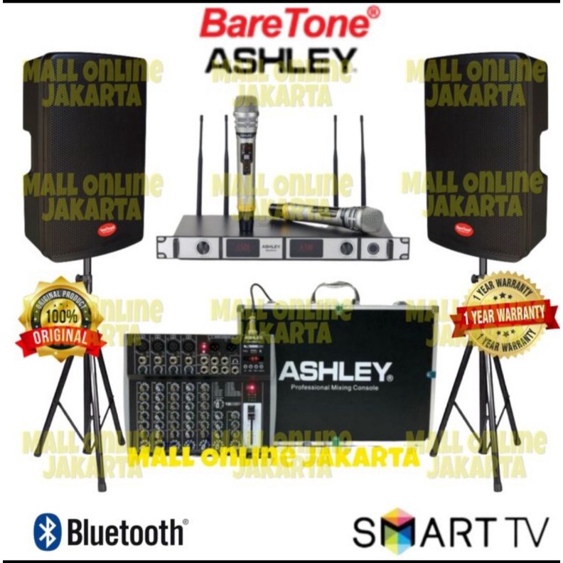 Speaker Aktif Baretone 15inch paket Ashley 6 channel  max 15h 800 watt