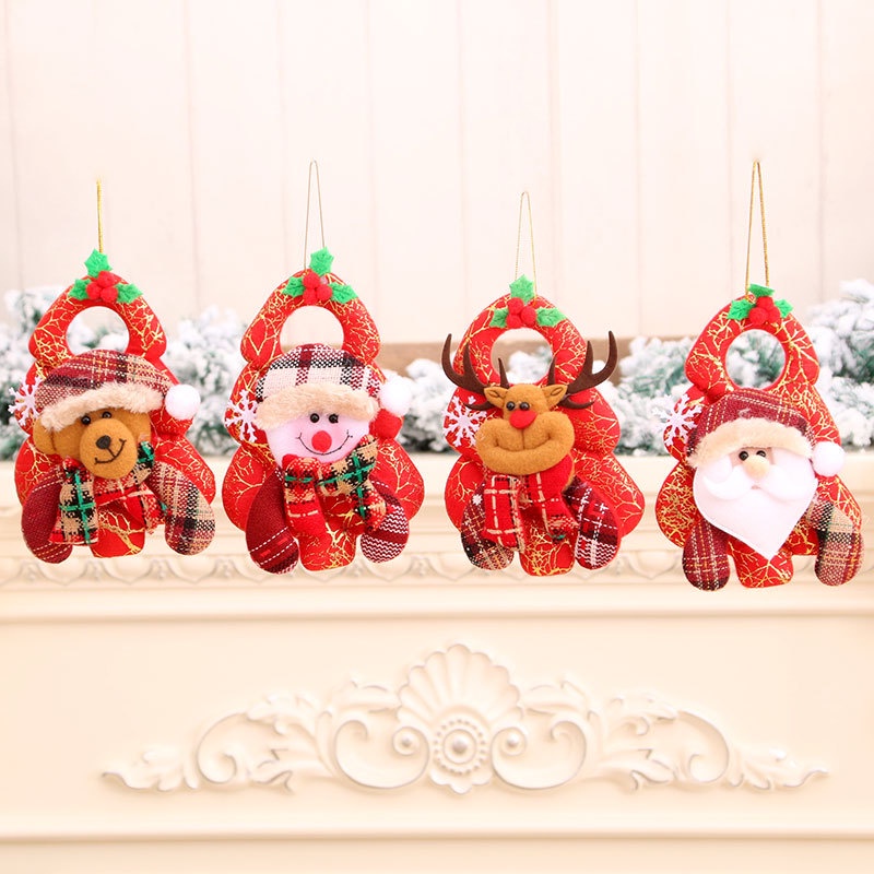 10x15cm Aksesoris Pohon Natal Boneka Santa Rusa Manusia Salju Beruang Liontin Kain Xmas Terbaru Akse