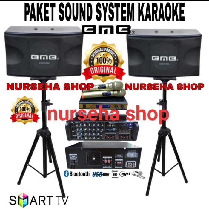 paket karaoke BMB 10 inch mic wireless shure garansi