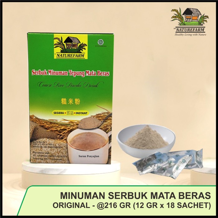 

Termurah [ Best Seller ] MINUMAN TEPUNG MATA BERAS NATURE FARM(NATUREFARM) - ORIGINAL 216 GRAM