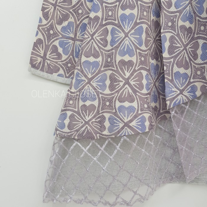 ✨LARIS✨-Atasan Batik 141 Abu Baju Blus Blouse kerja Wanita Modern - Abu-abu, S