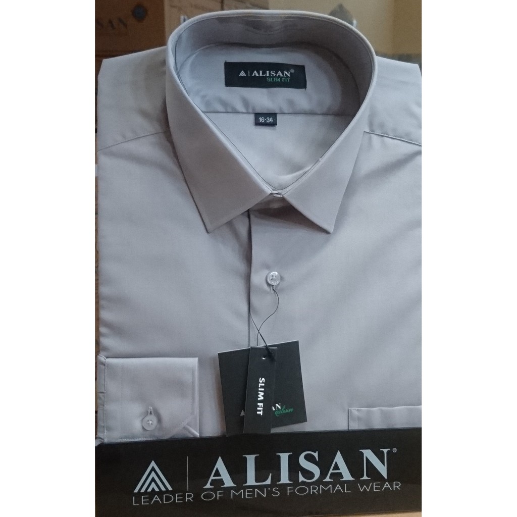 ALISAN Original Kemeja Polos Lengan Panjang - SLIM FIT - ABU #1