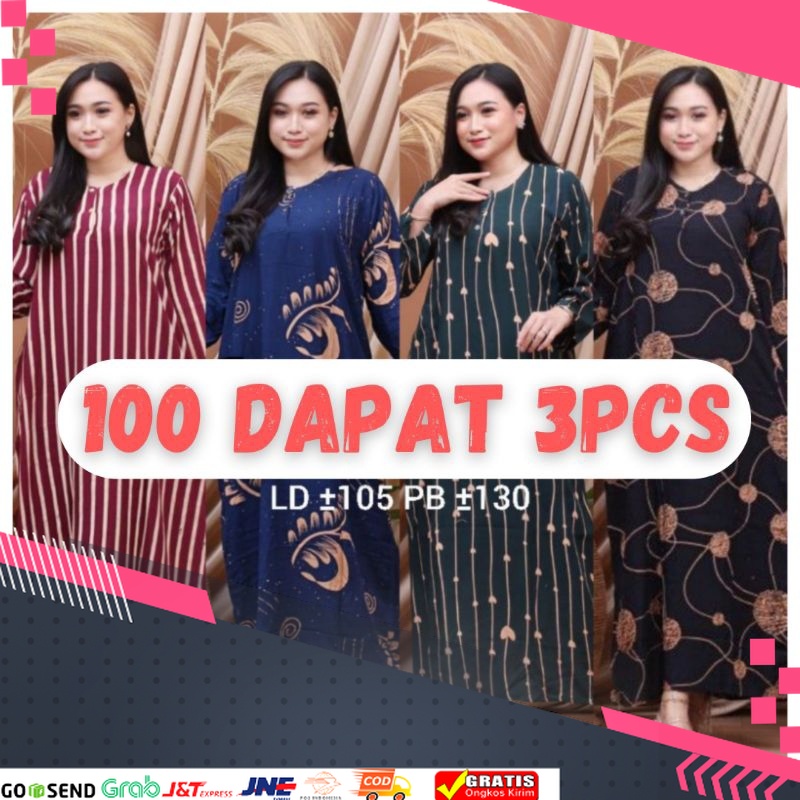 MOTIF BATIK BATU TERMURAH TERPOPULER /100 dapat 3pcs // Daster Lengan Panjang Ld 110 Murah || PAKET 