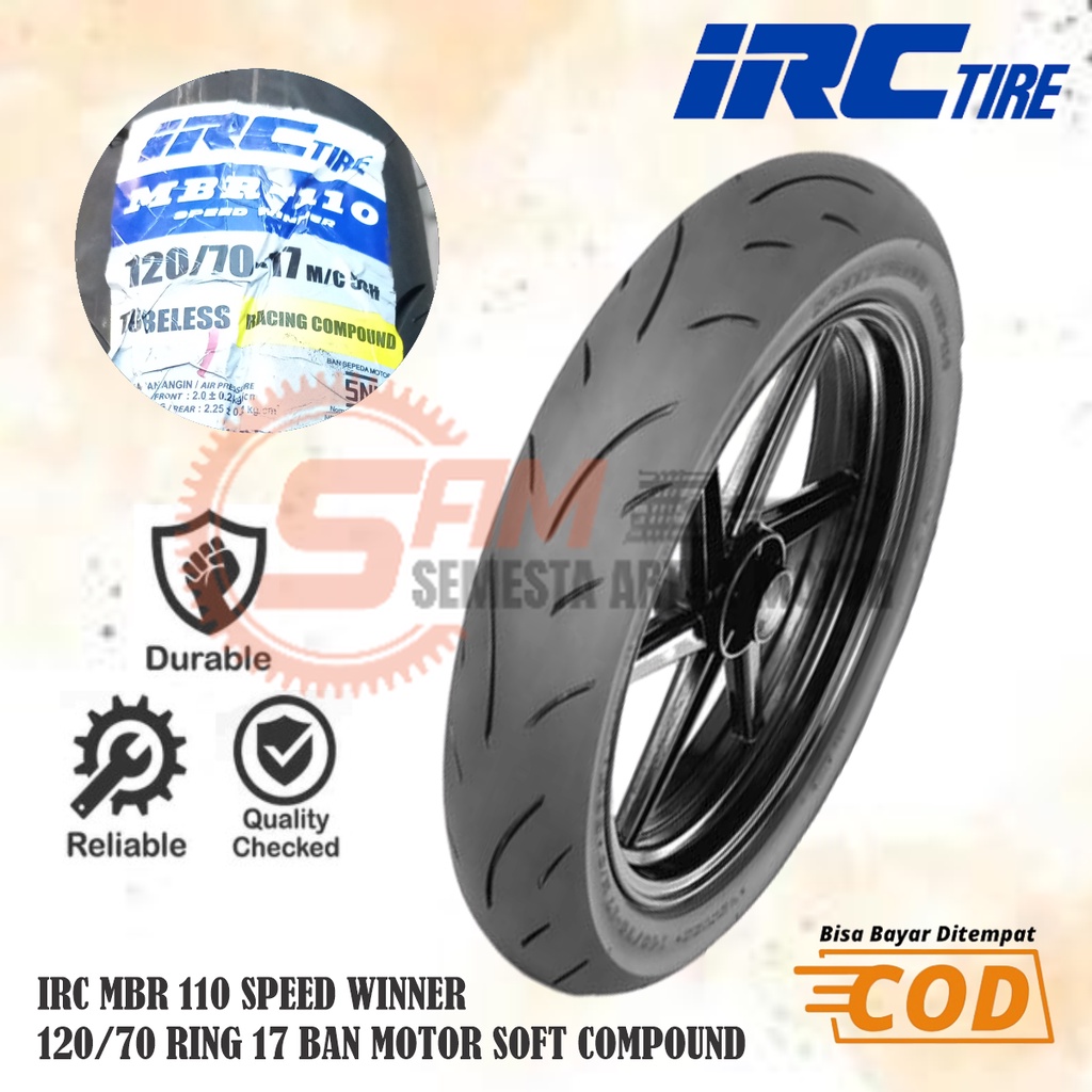 Ban Luar IRC Tire MBR 110 Speed Winner 120/70 Ring 17  Soft Compound Tubeless Motor NVL R15