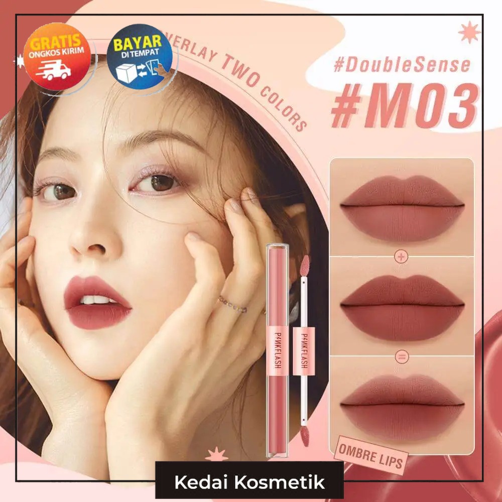(ACEH) Pinkflash Duo Lip Gloss Ultra Matte & Velvet Lip PF L13 - D01 | OMBRE