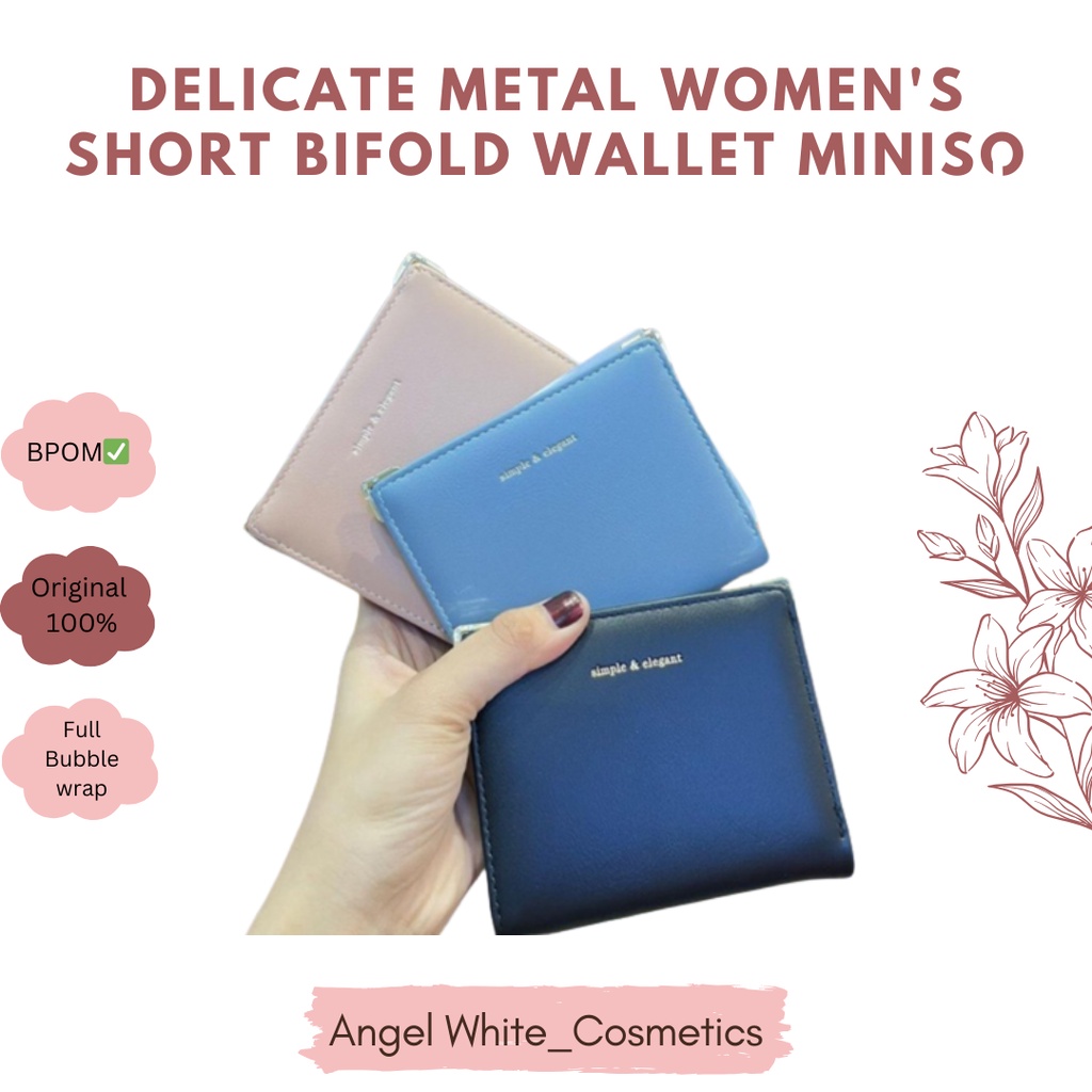 DELICATE METAL WOMEN'S SHORT BIFOLD WALLET MINISO DOMPET WANITA