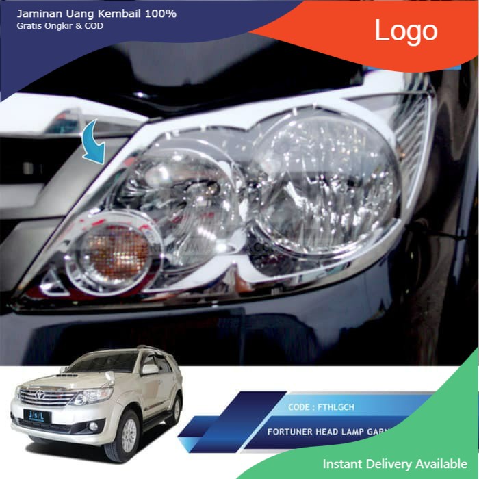 Fortuner 2005-2008 Garnish Lampu Depan Headlamp Garnish Chrome Aksesoris mobil
