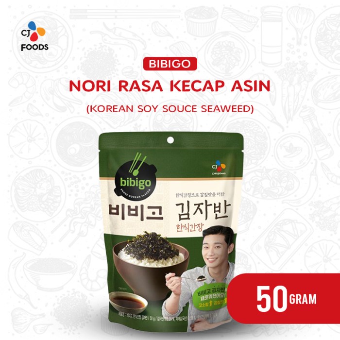 

New Produk Terlaris BIBIGO Nori Rasa Kecap Asin / Korean Soy Sauce Seaweed 50 Gram