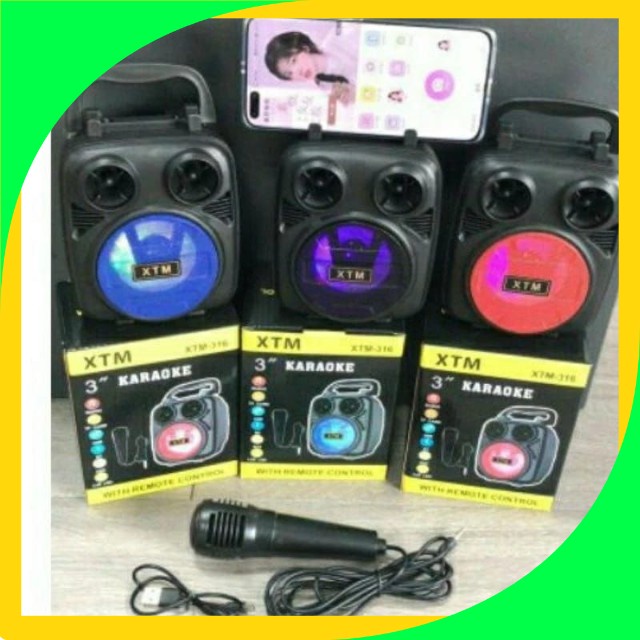 SPEAKER  XTM 316 Speaker Bluetooth Speaker Mic Karaoke Wireless Portable Music Karaoke XTM-316