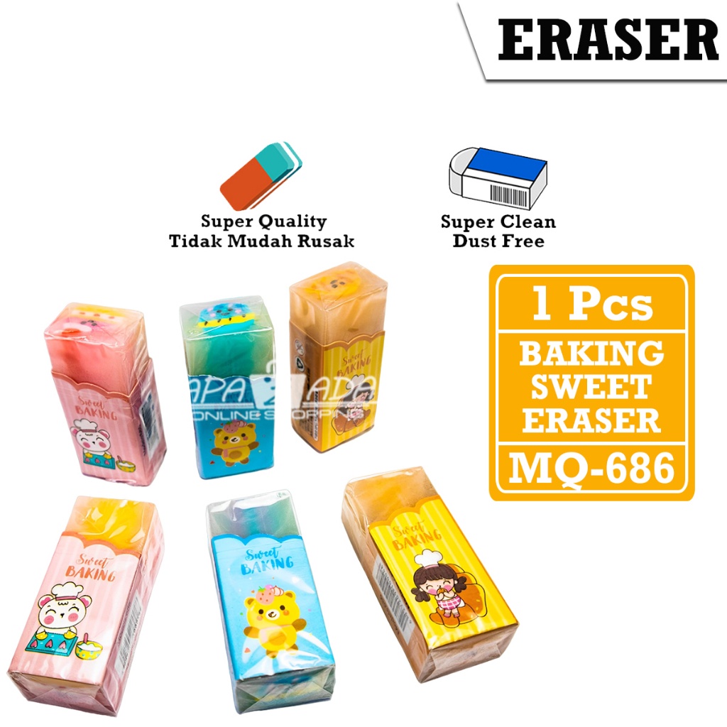 

Apazada - Penghapus Pensil Murah Satuan [1 Pcs Penghapus] / Hapusan Sweet Baking / Eraser MQ-686
