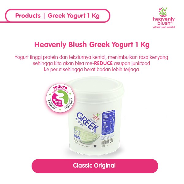 ✨PROMO✨ -Heavenly Blush Greek Yogurt Plain 1 Liter [1 x 1L]