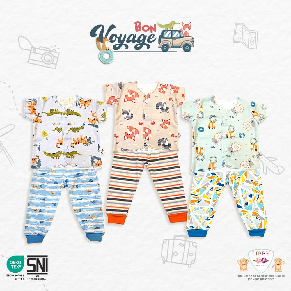 Setelan Baju Pendek Celana Panjang NB 3-6 Bayi Libby