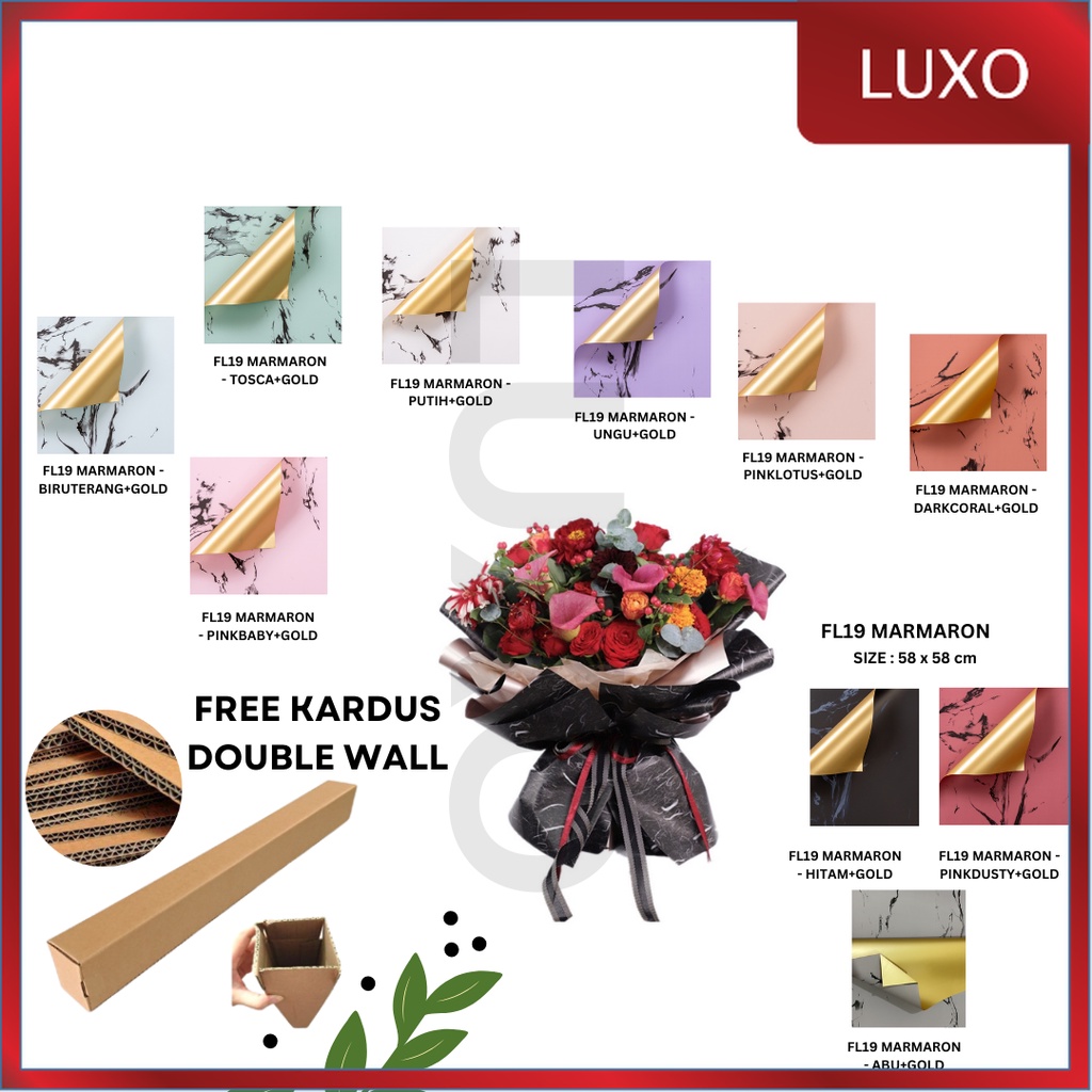 

LUXO - (5 LEMBAR) - FL19 MARMARON Kertas Bunga Paper Buket Motif Batu Marmer Abstrak Florist Cellophane