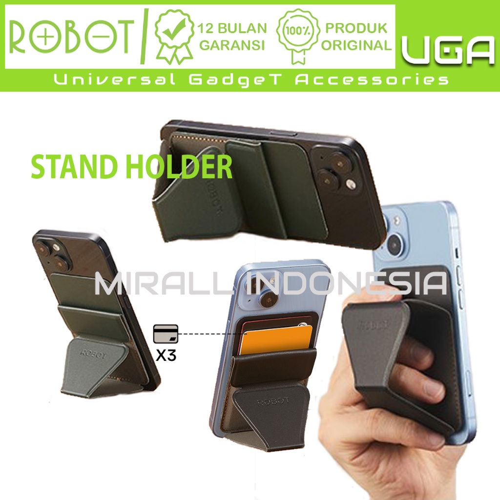 Phone Holder ROBOT RT-BR09 Stand & Credit Card Wallet Case Ultra Slim Dudukan HP