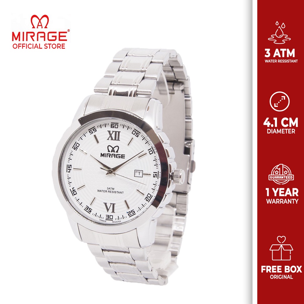 Miragewatch Jam Tangan Pria Mirage Original garansi 1 tahun Tahan Air Anti Karat 8267 M Silver