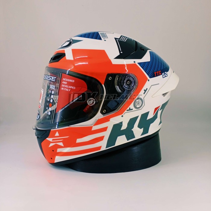 HELM FULL FACE KYT TT-COURSE TTC FUSELAGE RED MOTIF MERAH BIRU PUTIH