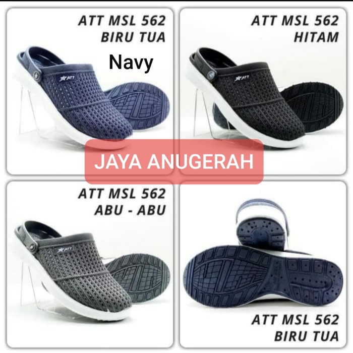 DRB BEST SELLER  SANDAL SEPATU PRIA MERK ATT BAHAN KARET BERKWALITAS - Hitam, 41