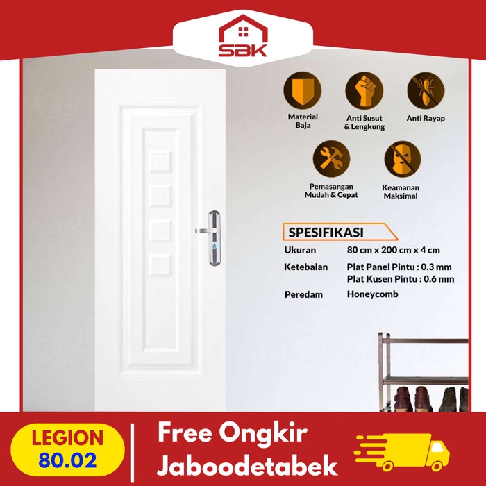 Pintu Ekonomis | Pintu Kamar | Pintu Baja Fortress 80x200 Legion 80.02