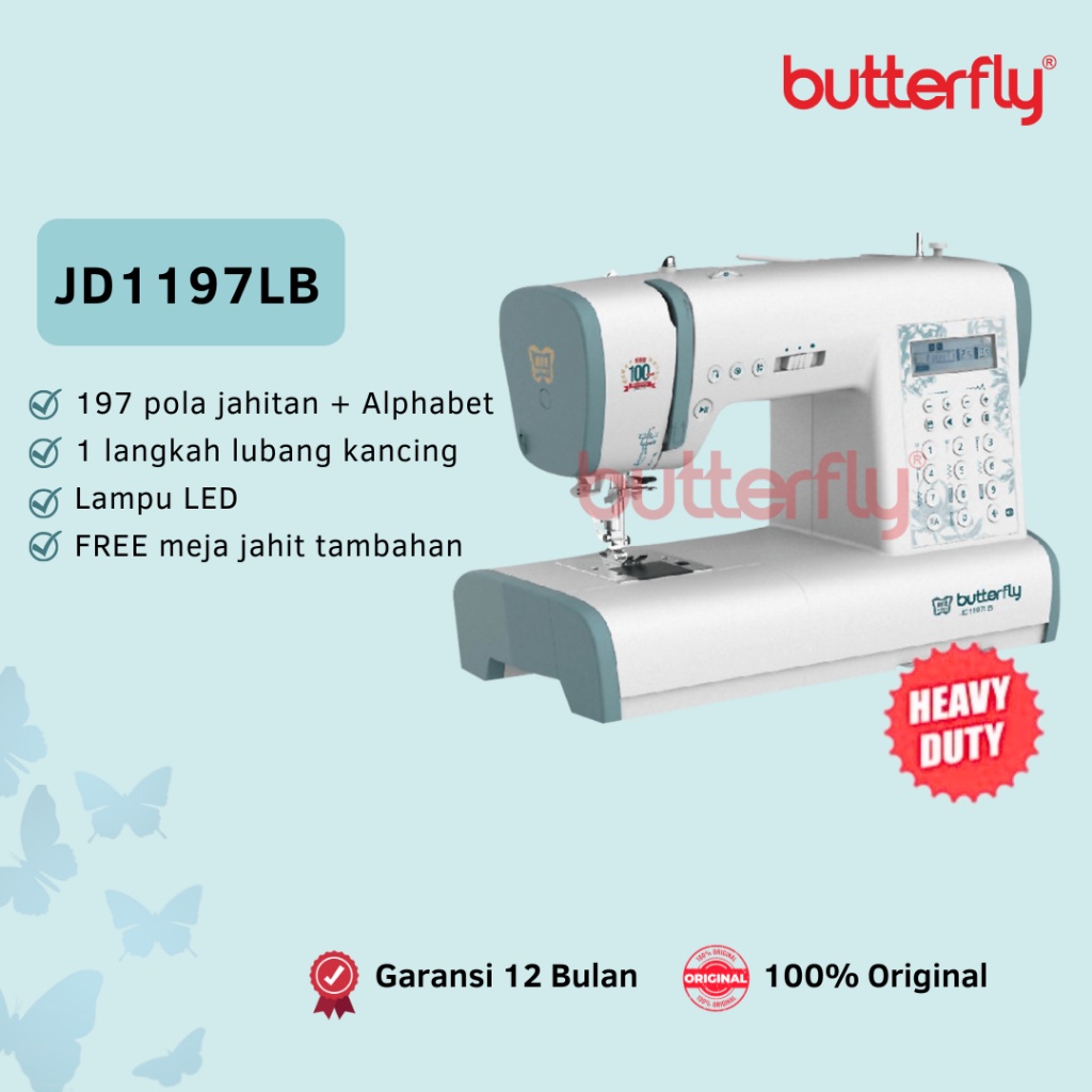 Mesin Jahit Portable BUTTERFLY JD1197 LB