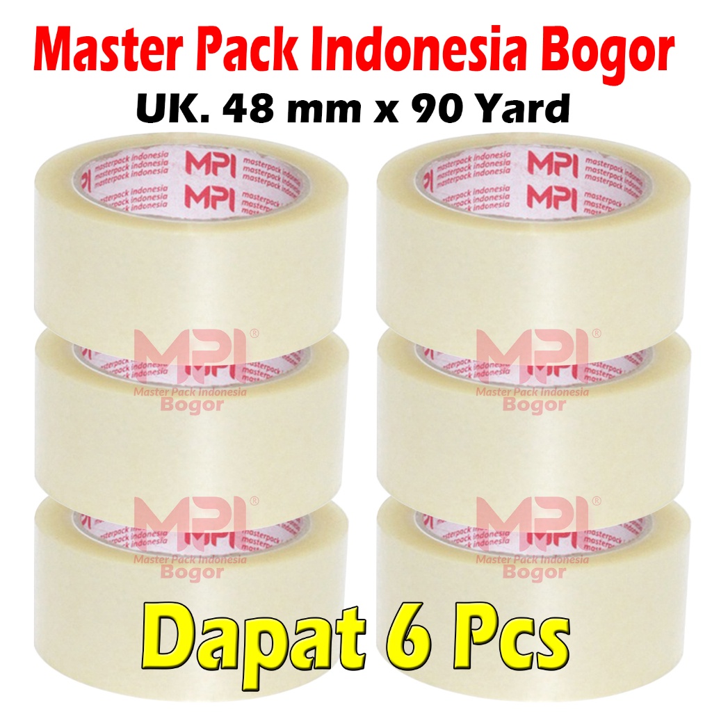 

( 6 PCS ) Lakban Bening 48 MM x 90 YARD / Lakban Untuk Packing - Lakban Master Pack Indonesia