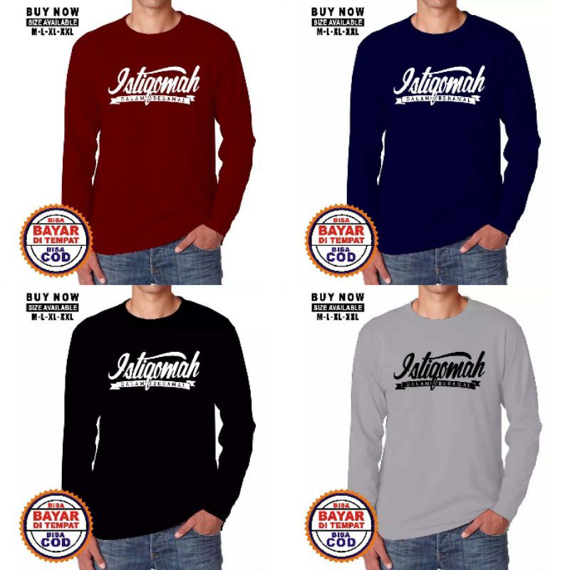 Kaos Distro Islami / Dakwah Islami / Kaos Muslim / Kaos Santri /Kaos Dakwah Lengan Panjang ISTIQOMAH