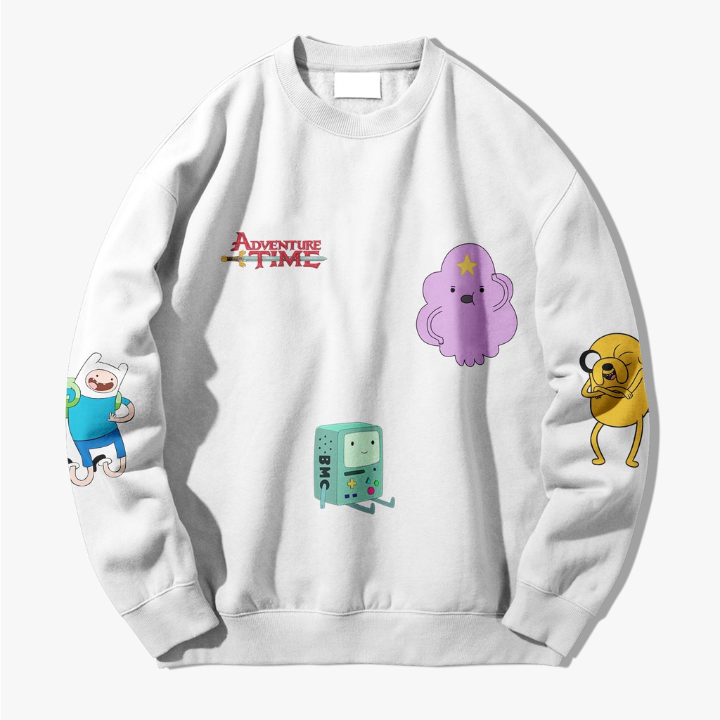Crewneck Sweatshirt sweater Adventure Time Sweater Polos unisex pria dan wanita  size M-XL