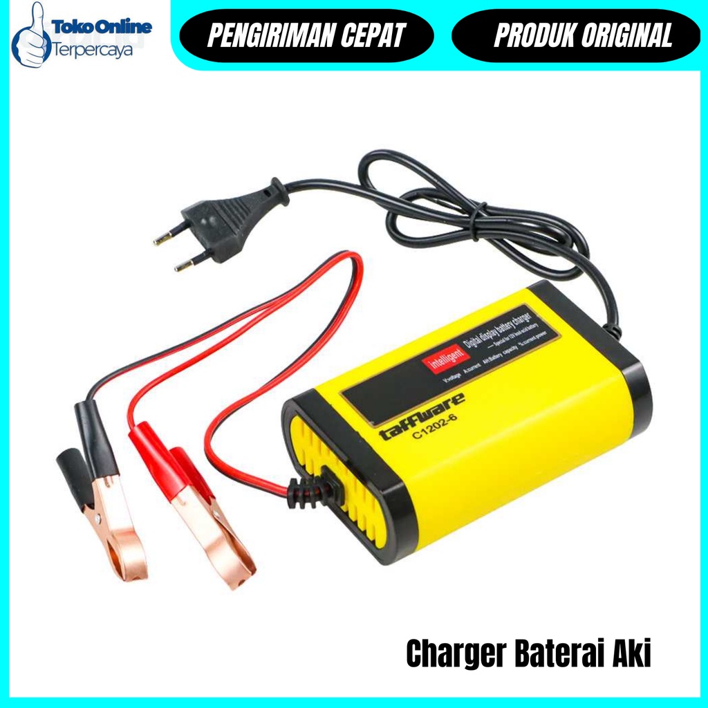 KIRIM CEPAT Alat Charger Baterai Aki Mobil Motor LCD 13.8V 2A - C120 / alat cas aki kering 12 volt 3