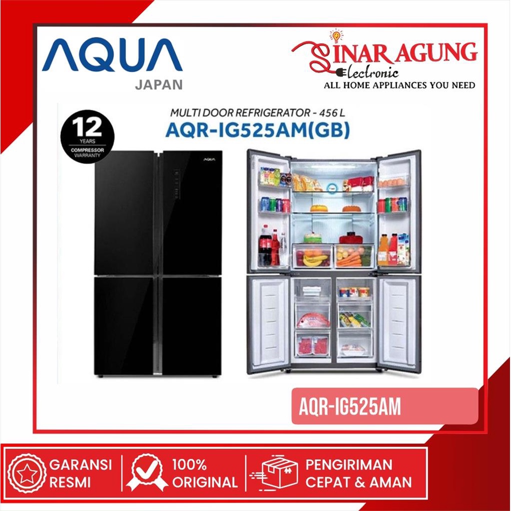 [COD] KULKAS / LEMARI ES AQUA AQRIG525AM / AQRIG-525AM (4 PINTU / 456 LITER) GARANSI RESMI