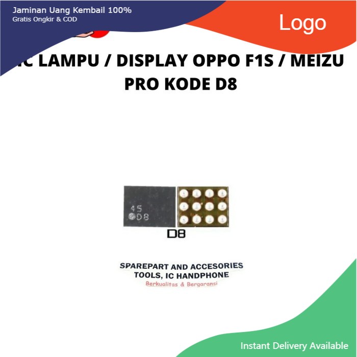 Ic Lampu Display D8 For Oppo F1S / Meizu Pro Original