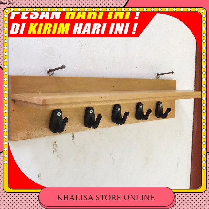 (H20) Kapstok Unik Gantungan dan Ambalan Rak Dinding Kayu Simple Estetik Untuk Gantungan Baju, Gantu