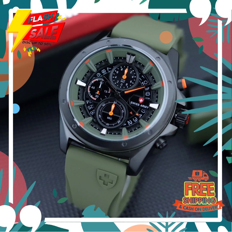 11.11 SALE JAM TANGAN KADO PACAR /NEW Jam Tangan Pria Swiss Premium Chronograph Stopwatch Date Silic