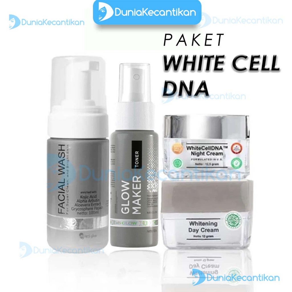New Product Ms Glow Paket Whitening Cell DNA Krim Flek Hitam Perawatan Wajah Lengkap MsGlow Original